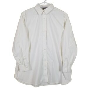 Athleta Oversized Poplin Top White Button Down Shirt Womens Medium Long Sleeve